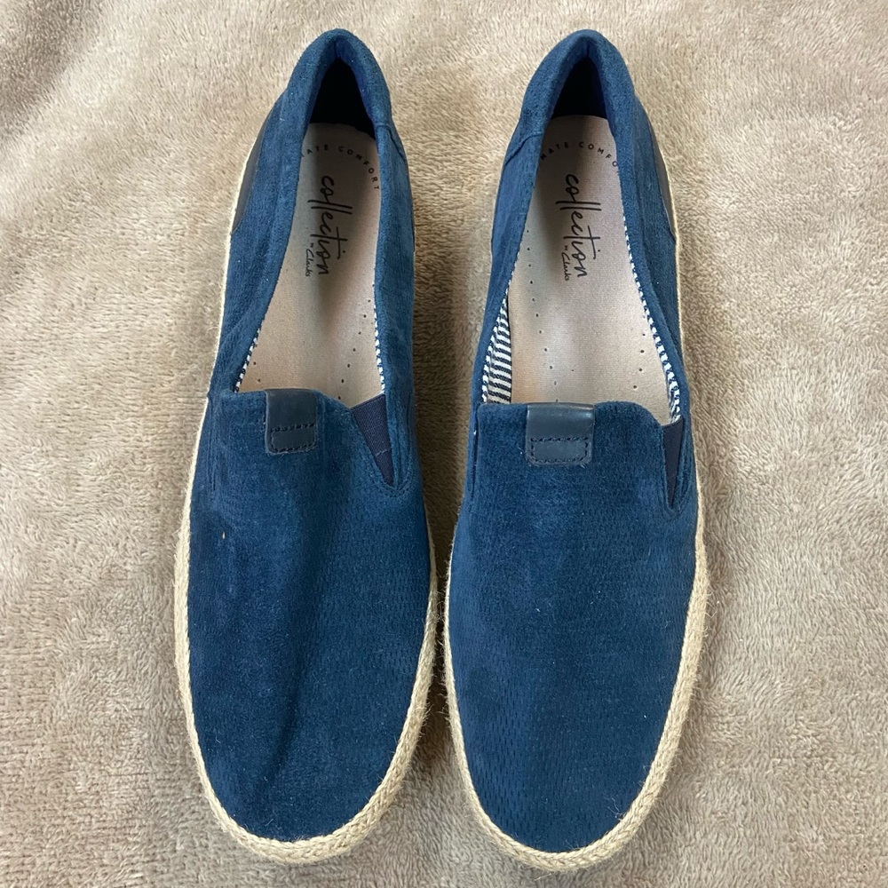 Clark’s Collection New Navy Denim Suede Shoes size 9 1/2 M